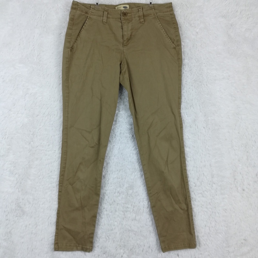Old Navy Pants Womens Straight Leg Tan Brown Faux Pockets Mid Rise 2